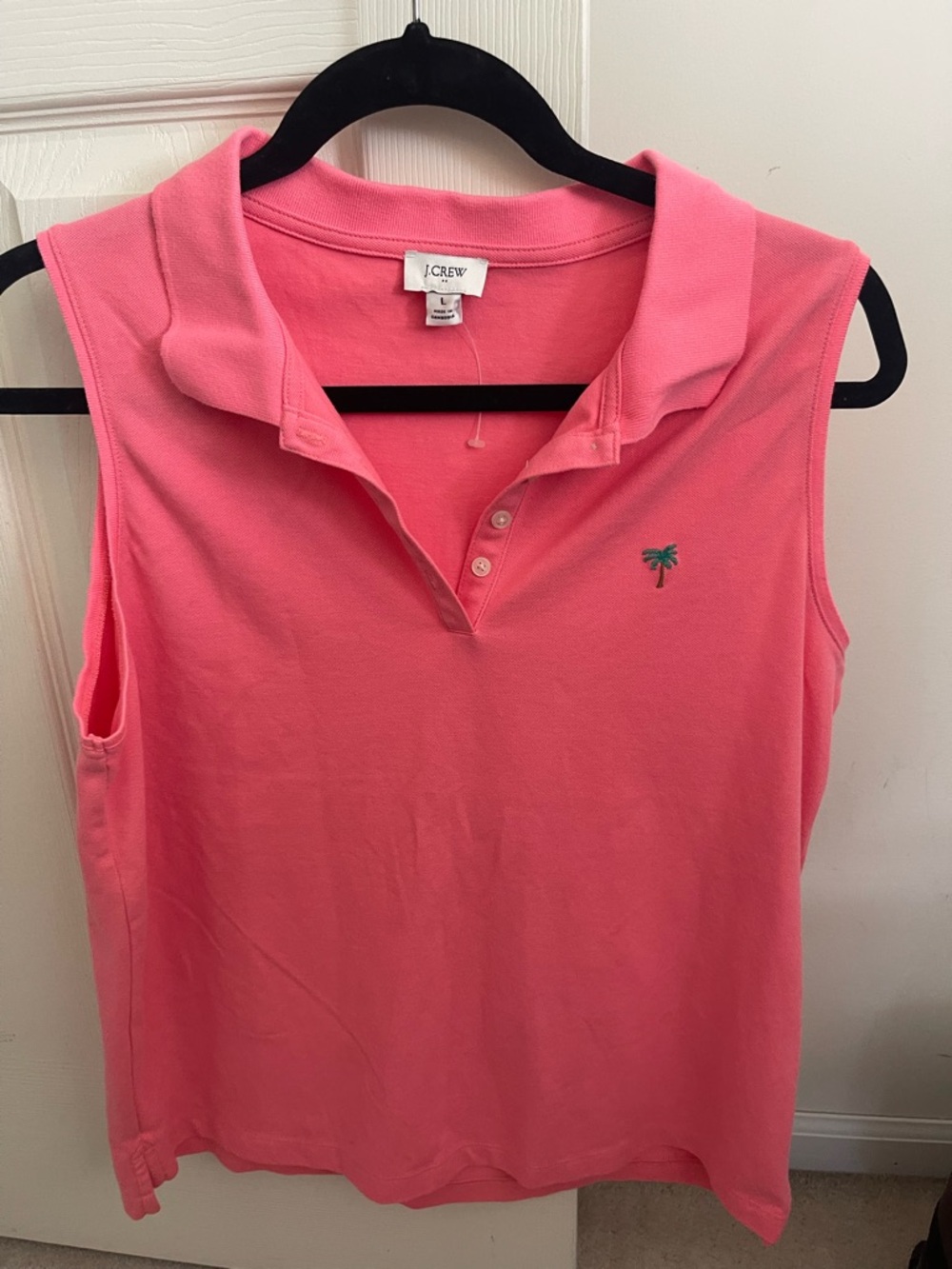 J.Crew Factory Sleeveless Polo Top Pink Sz L Like New Condition Preppy Sporty